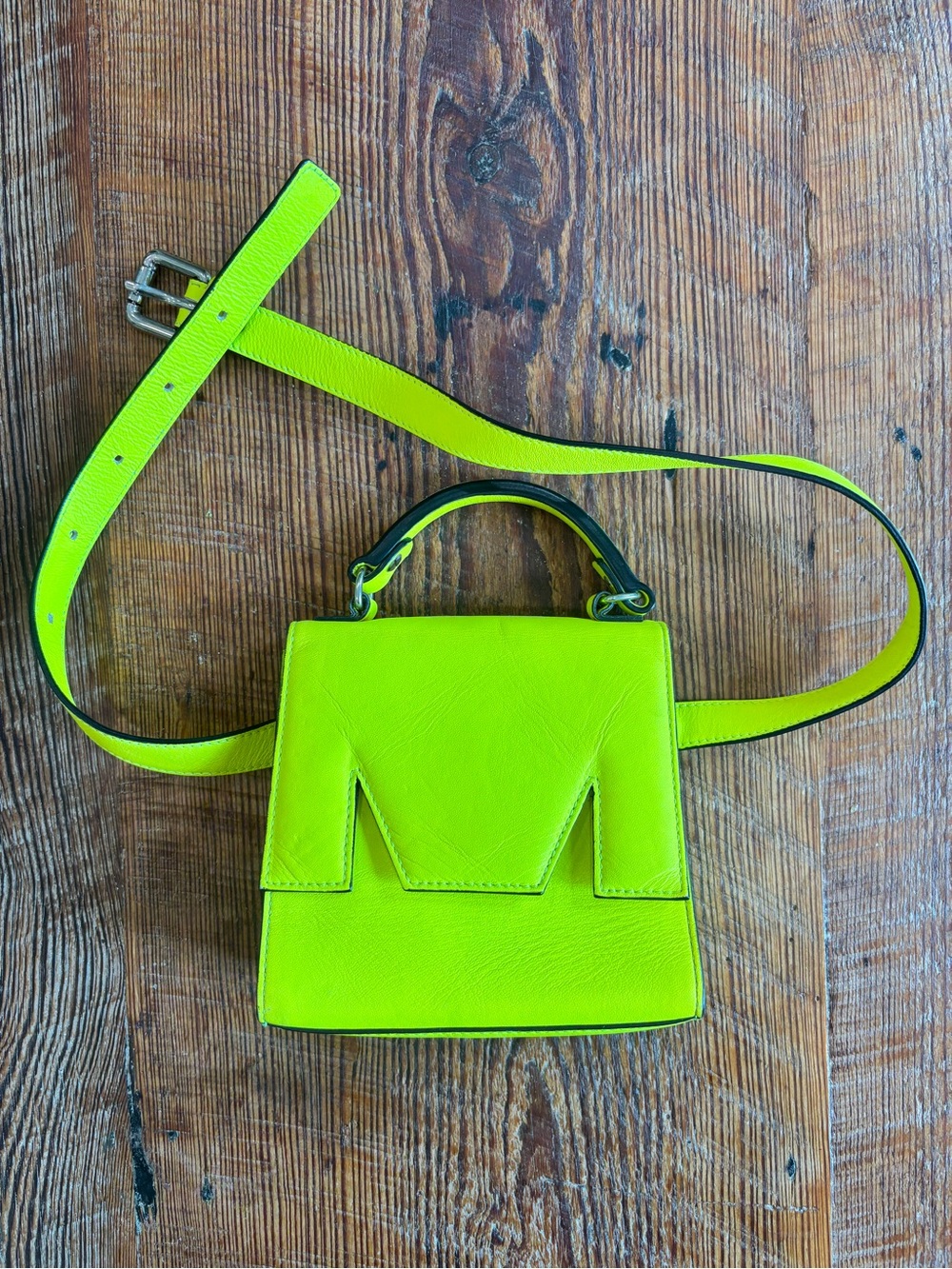 Neon Yellow MSGM Mini 'M' Flap Belt Bag